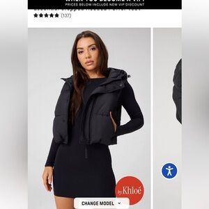 BRAND NEW NWT Fabletics Essential Cropped Hooded Puffer Vest MEDIUM